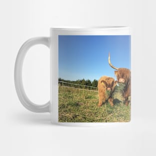 Scottish Highland Cattle Cow and Calf 1529 Mug